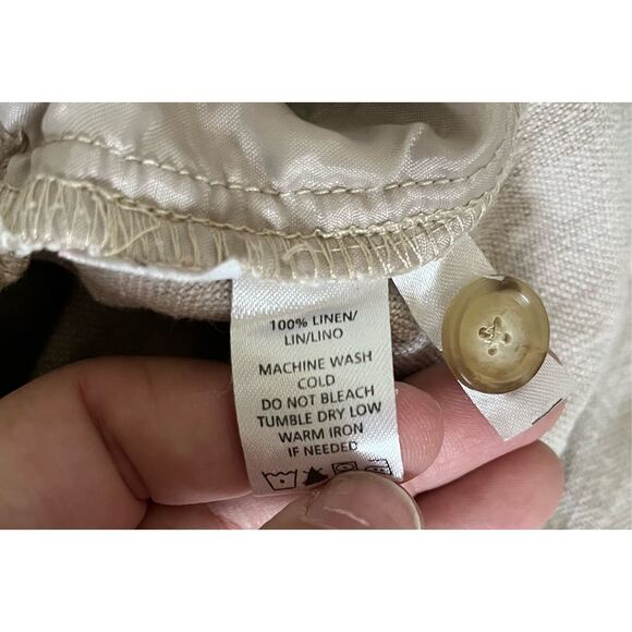 Ann Taylor Loft Julie Cream Beige 100% Linen Wide Leg Trouser Pants Size 14 - Picture 5 of 5